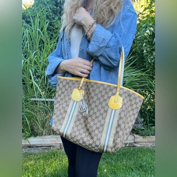 GUCCI GG Monogram Web Jolie Tote with charm Authentic - Picture 3 of 16